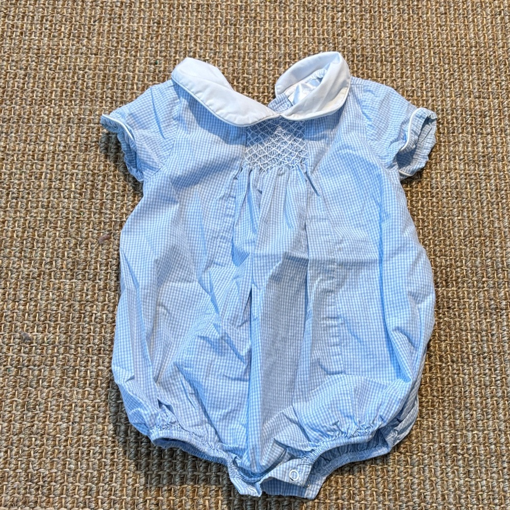 Eliza James Kids blue gingham smocked romper